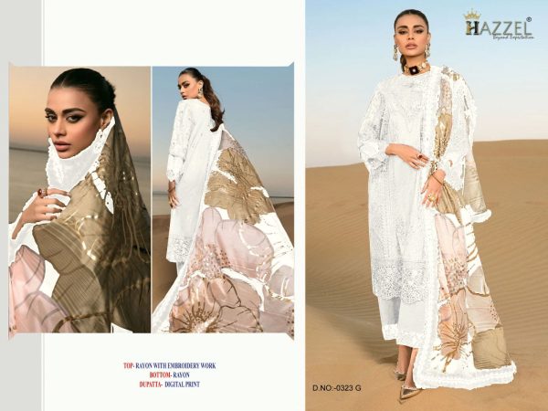 HAZZEL 0323 G RAYON PAKISTANI SUITS WHOLESALE