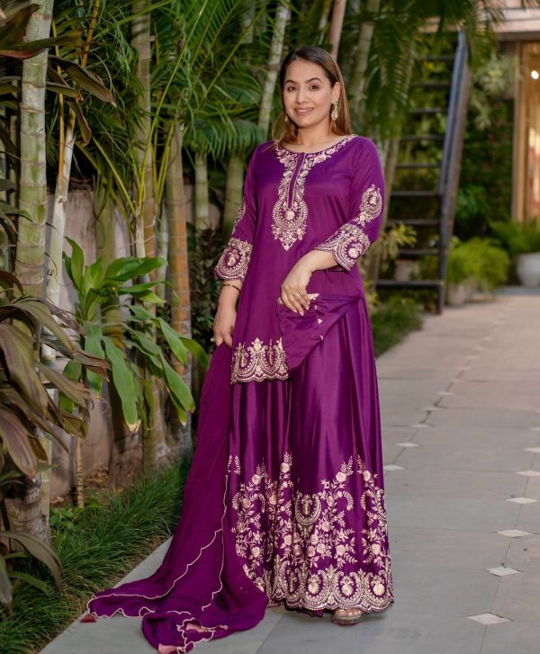 HK 1704 B DESIGNER PLAZZO SUITS WHOLESALE