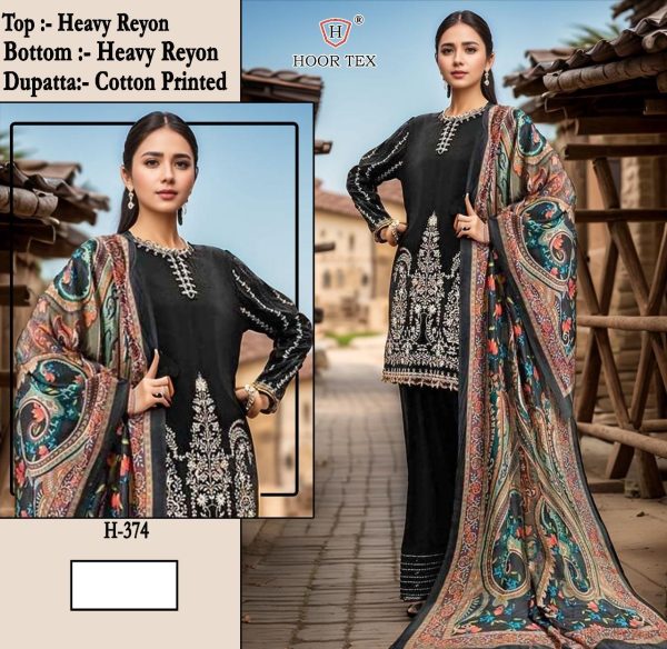 HOOR TEX H 374 RAYON PAKISTANI SALWAR SUITS