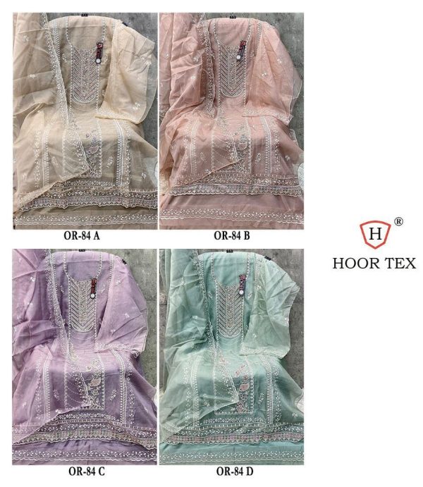 HOOR TEX OR 84 A B C D ORGANZA PAKISTANI SUITS