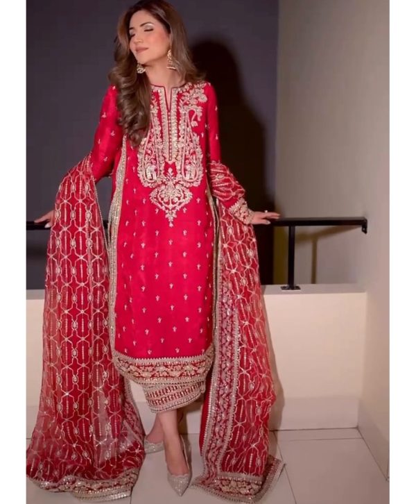 KD 1509 DESIGNER ROMAN SILK PLAZZO SUITS ONLINE