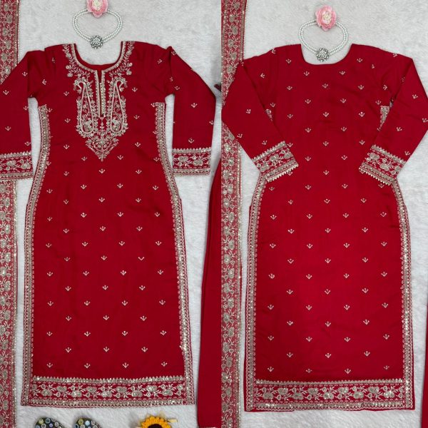 KD 1509 DESIGNER ROMAN SILK PLAZZO SUITS ONLINE