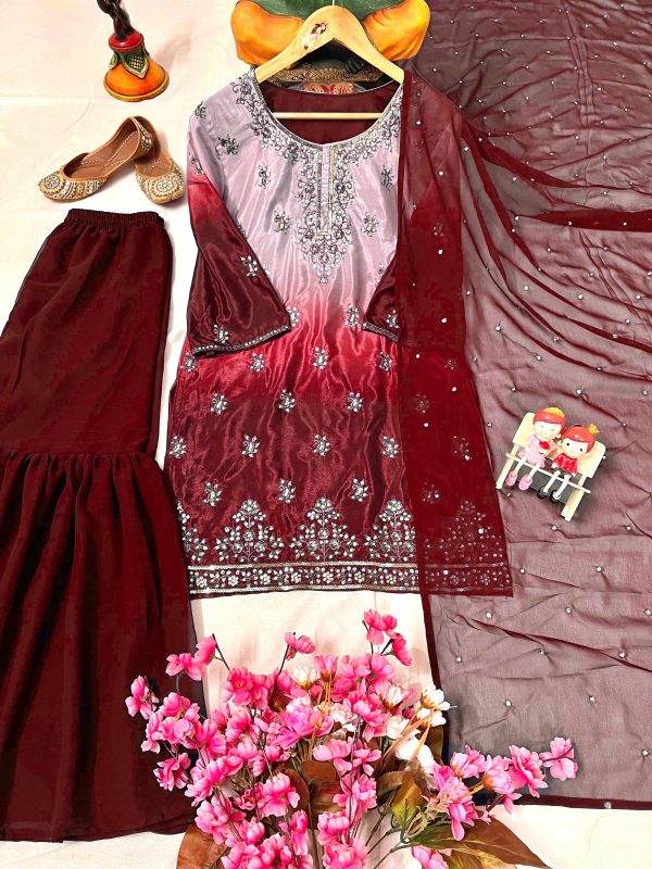 LC 1370 B DESIGNER CHINON SHARARA SUITS WHOLESALE
