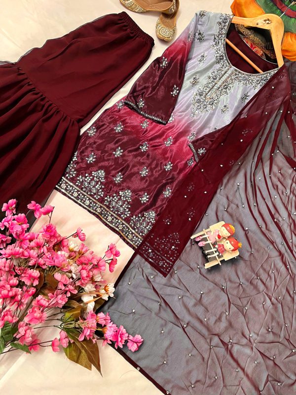 LC 1370 B DESIGNER CHINON SHARARA SUITS WHOLESALE