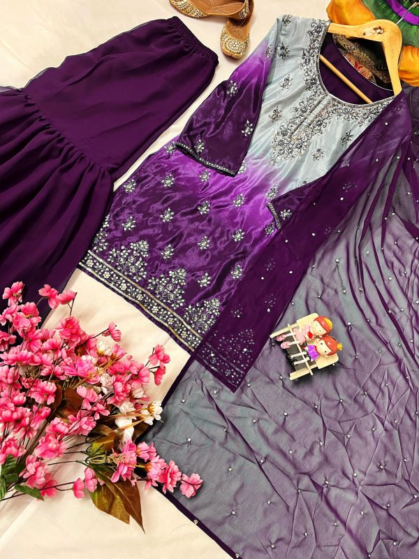 LC 1370 D DESIGNER CHINON SHARARA SUITS WHOLESALE