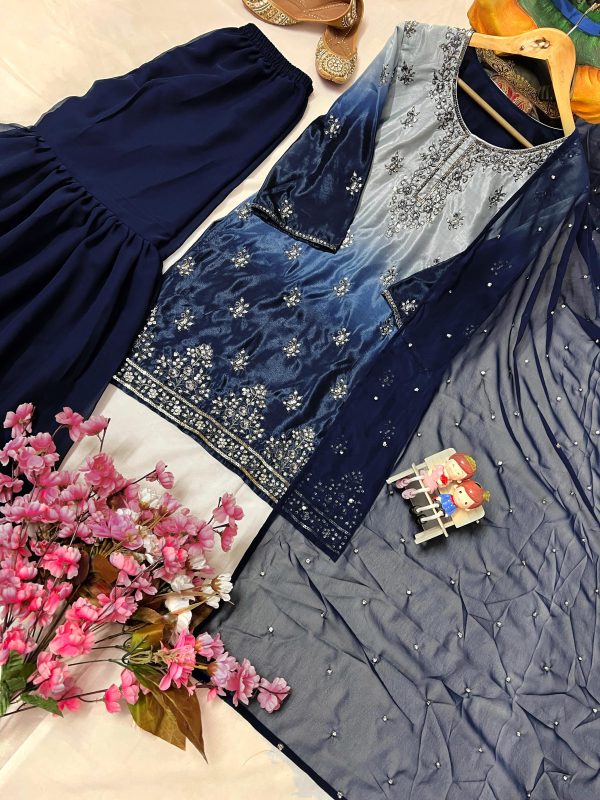 LC 1370 E DESIGNER CHINON SHARARA SUITS WHOLESALE