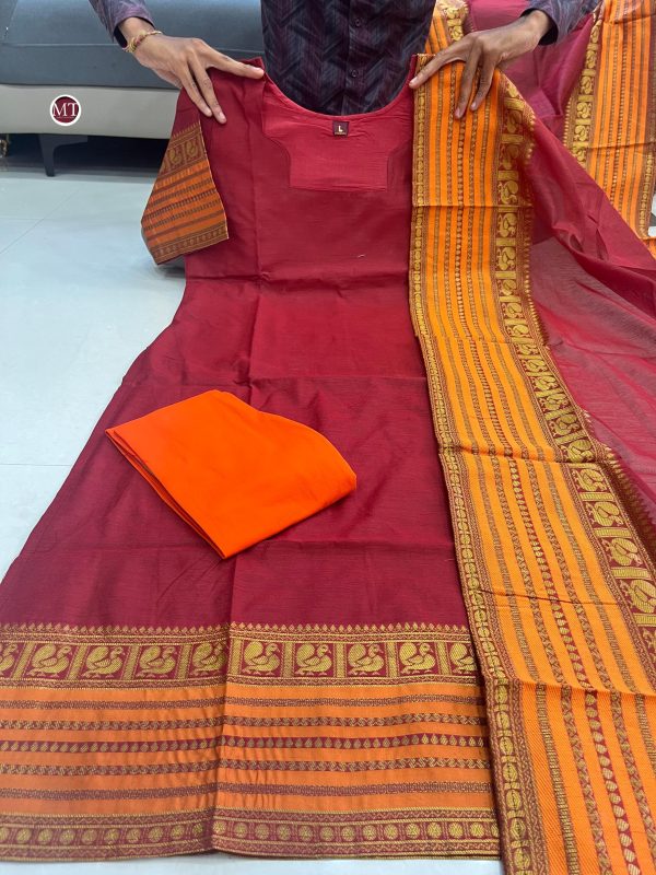 MURTI TRENDS MAROON KANCHI COTTON SUITS ONLINE