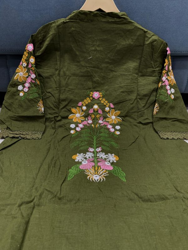 SHRUTI CREATION COTTON EMBROIDERED GREEN CORD SET