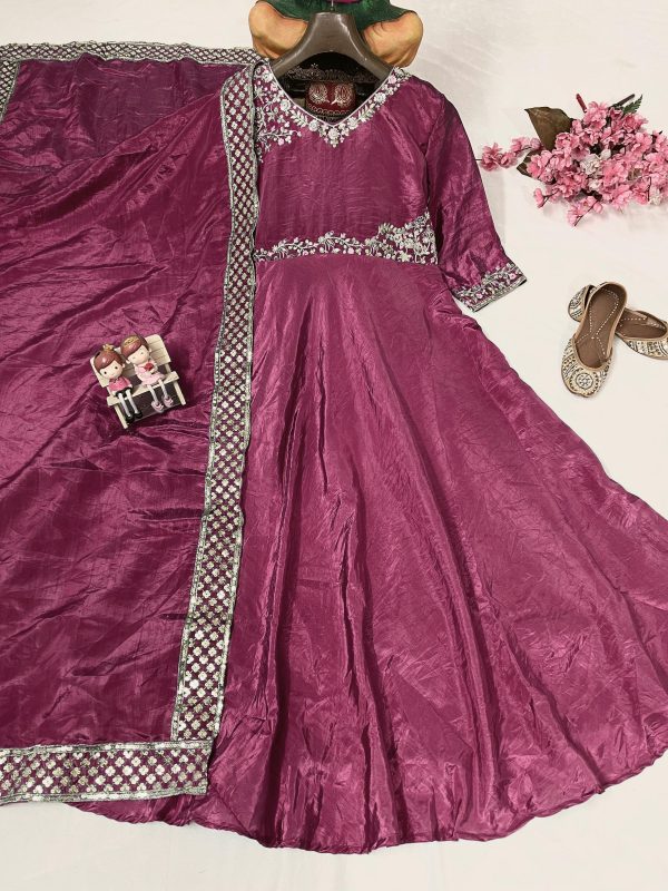 VF 206 C DESIGNER GOLD CRUSHED SILK GOWN WHOLESALE