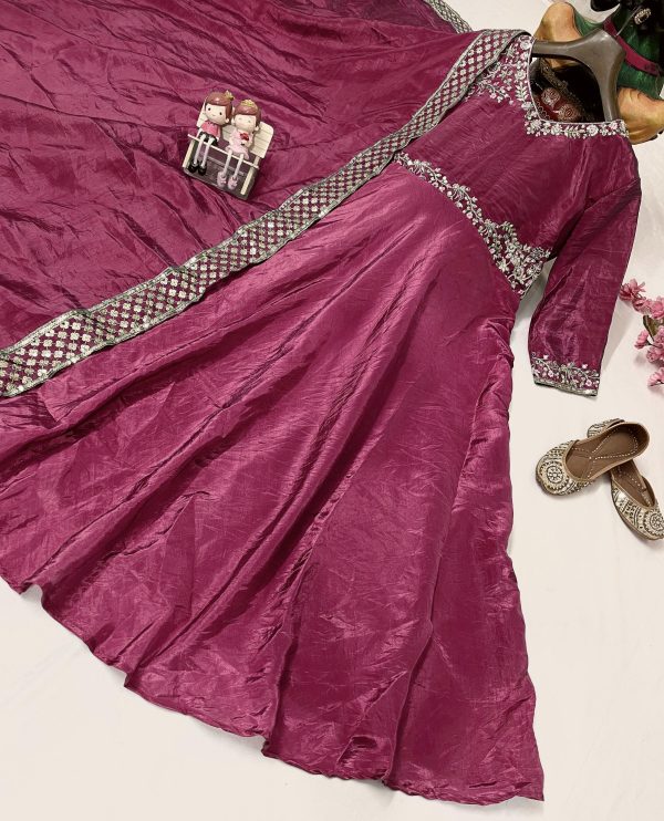 VF 206 C DESIGNER GOLD CRUSHED SILK GOWN WHOLESALE