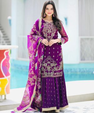 ZOYA CLOTHING ZC 9026 DESIGNER PLAZZO SUITS WHOLESALE