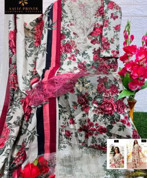 AALIZ PRINTS 3158 A COTTON EMBROIDERED SUITS