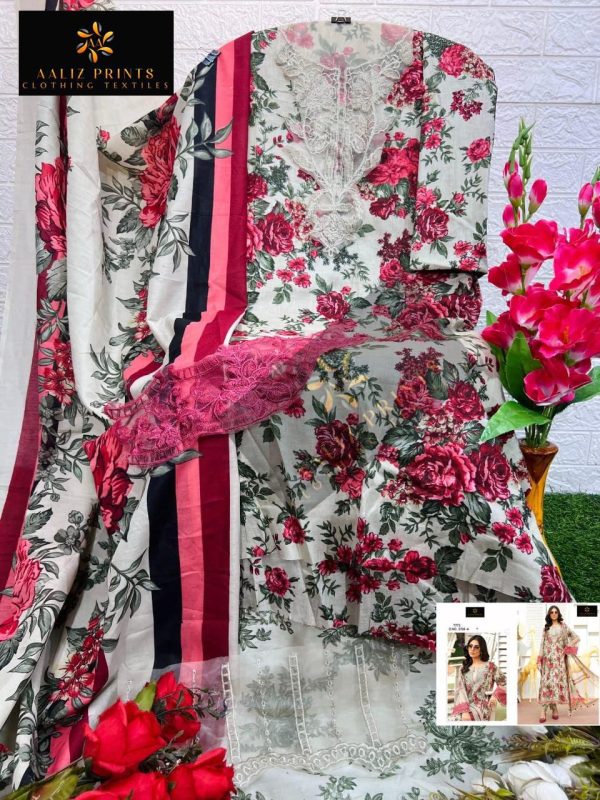 AALIZ PRINTS 3158 A COTTON EMBROIDERED SUITS