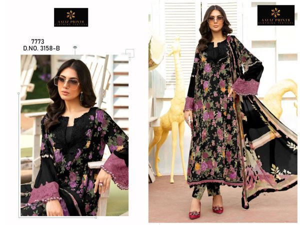 AALIZ PRINTS 3158 B COTTON EMBROIDERED SUITS