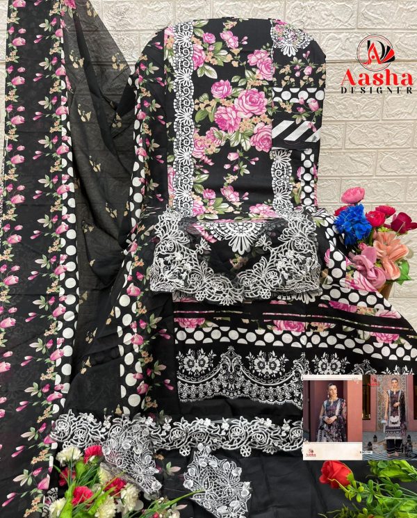 AASHA DESIGNER 1161 A COTTON EMBROIDERED SUITS