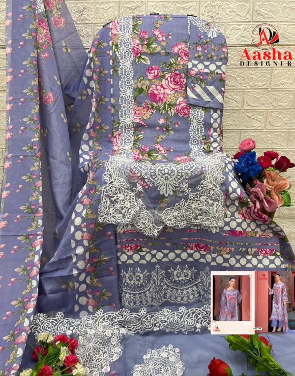 AASHA DESIGNER 1161 B COTTON EMBROIDERED SUITS