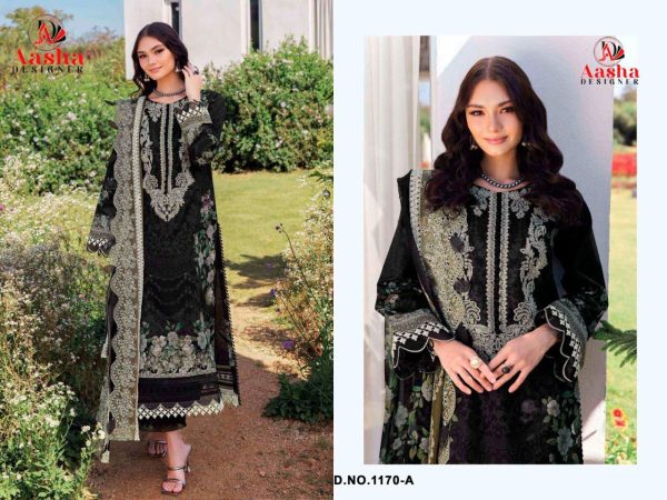 AASHA DESIGNER 1170 A COTTON EMBROIDERED SUITS