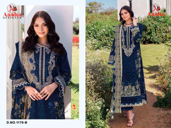 AASHA DESIGNER 1170 B COTTON EMBROIDERED SUITS