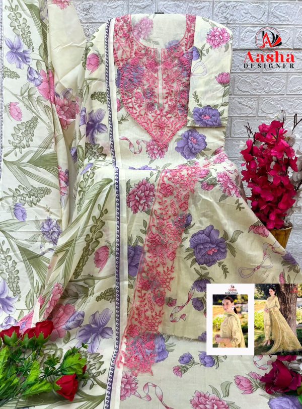 AASHA DESIGNER 1172 A COTTON EMBROIDERED SUITS
