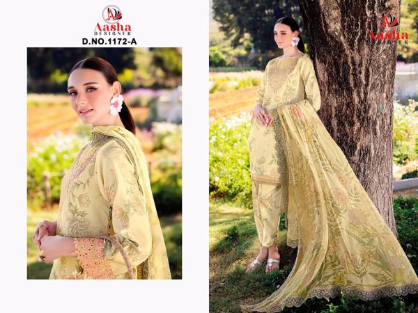 AASHA DESIGNER 1172 A COTTON EMBROIDERED SUITS