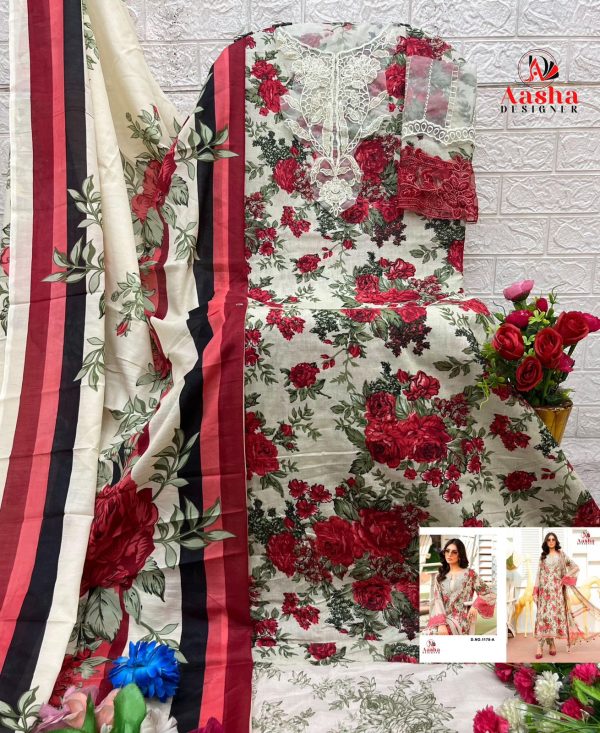 AASHA DESIGNER 1178 A COTTON EMBROIDERED SUITS