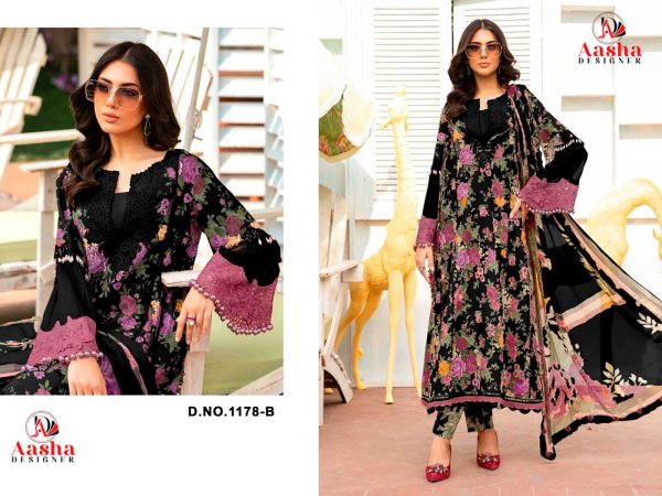 AASHA DESIGNER 1178 B COTTON EMBROIDERED SUITS