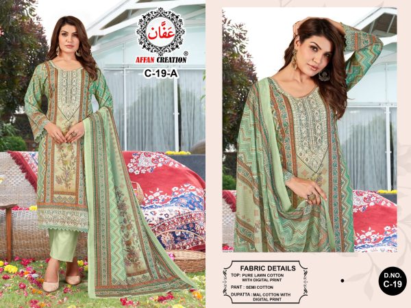 AFFAN CREATION C 19 A COTTON PAKISTANI SUITS