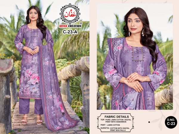 AFFAN CREATION C 23 A COTTON SALWAR SUITS ONLINE