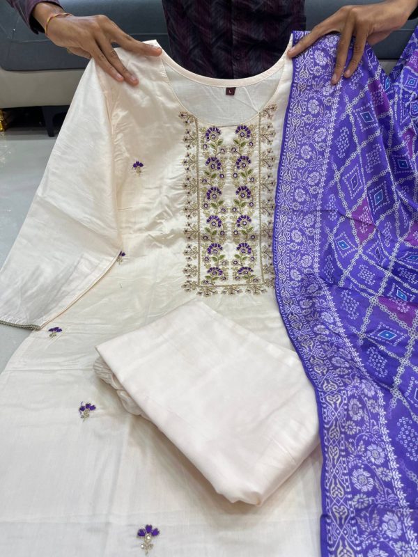 AKSHAR DESIGNER BLUE BANDHEJ KURTI WHOLESALE