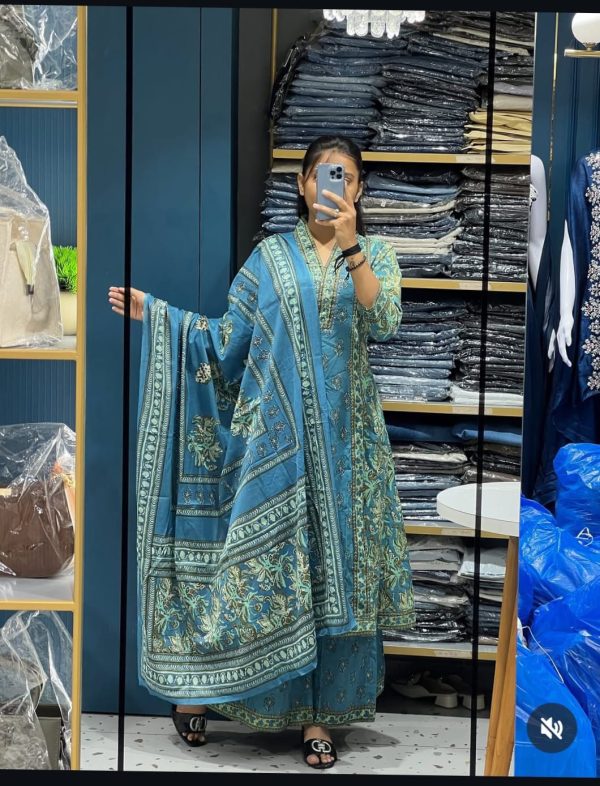 AKSHAR DESIGNER BLUE MONSOON COTTON KURTI