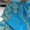 AKSHAR DESIGNER BLUE MONSOON COTTON KURTI