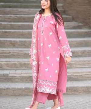 AKSHAR DESIGNER MAL CHANDERI EMBROIDERED KURTI