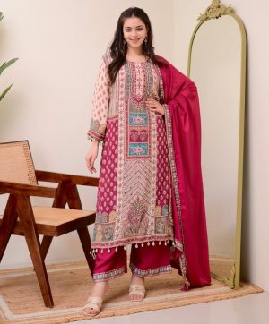 AKSHAR DESIGNER MAROON JASOOD ANARKALI KODI SET
