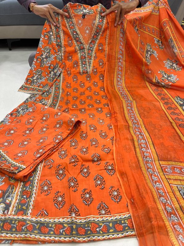 AKSHAR DESIGNER ORANGE MONSOON COTTON KURTI