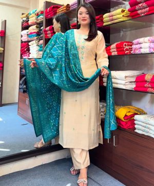 AKSHAR DESIGNER PEACOCK BANDHEJ KURTI WHOLESALE