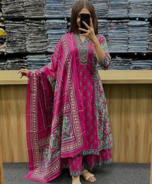 AKSHAR DESIGNER PINK MONSOON COTTON KURTI