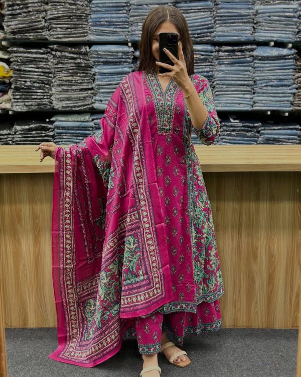 AKSHAR DESIGNER PINK MONSOON COTTON KURTI