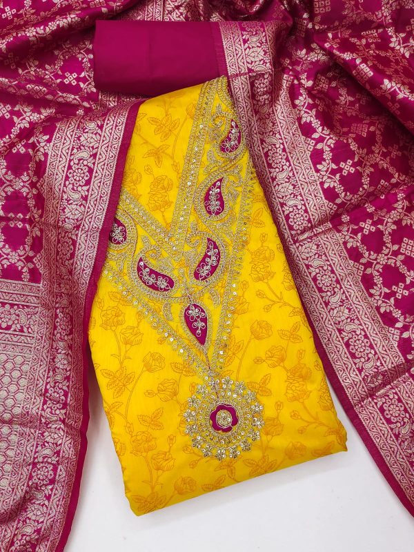 DESIGNER SUITS DS CHANDERI PRINTED SUITS MATERIALS