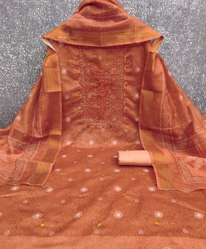 DESIGNER SUITS DS CHANDERI BOOTI PRINTED SUITS