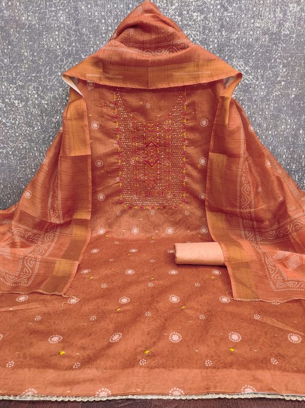 DESIGNER SUITS DS CHANDERI BOOTI PRINTED SUITS