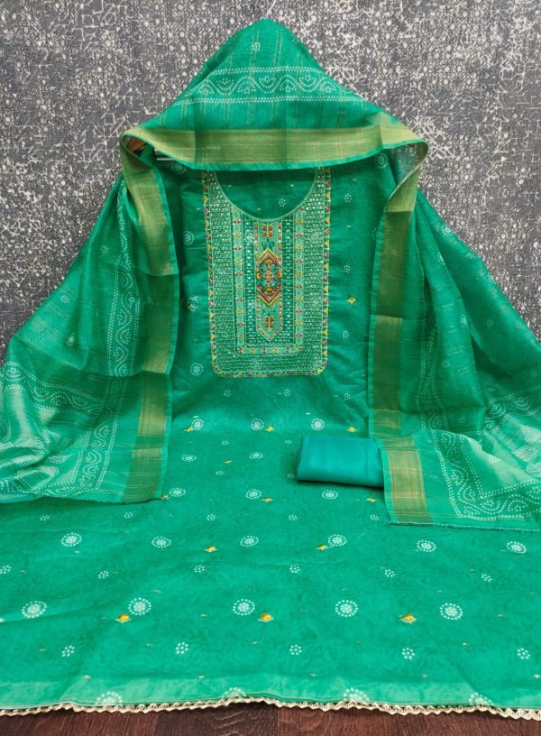DESIGNER SUITS DS CHANDERI BOOTI PRINTED SUITS