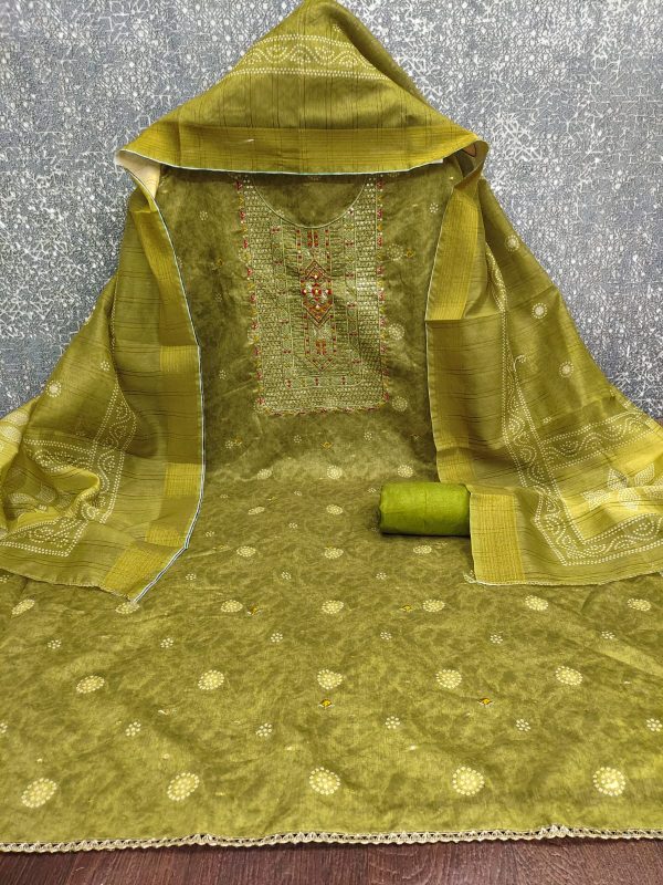 DESIGNER SUITS DS CHANDERI BOOTI PRINTED SUITS