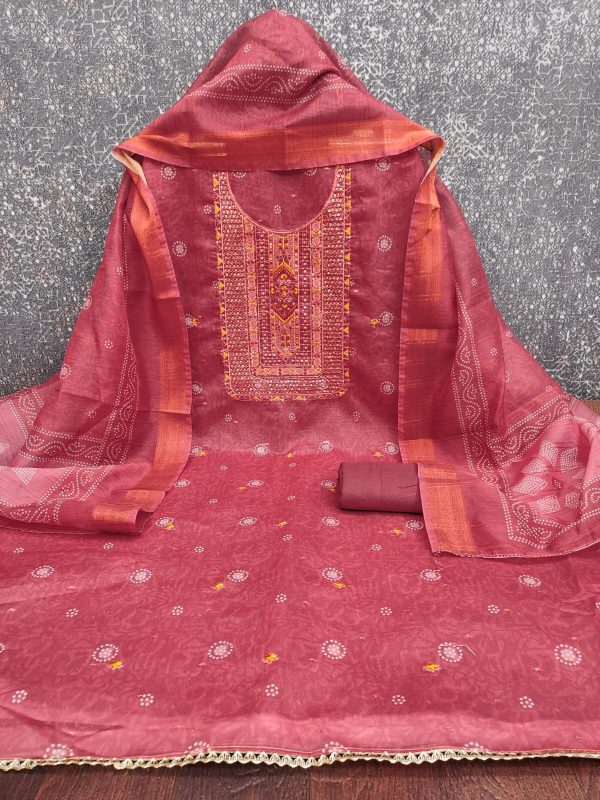 DESIGNER SUITS DS CHANDERI BOOTI PRINTED SUITS