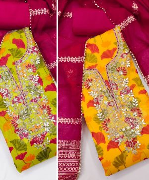 DESIGNER SUITS DS CHANDERI PRINTED SUITS IN SURAT