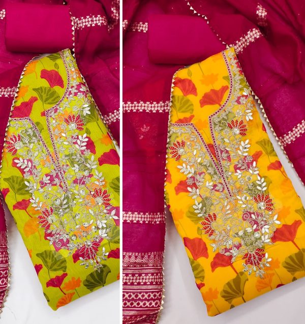 DESIGNER SUITS DS CHANDERI PRINTED SUITS IN SURAT