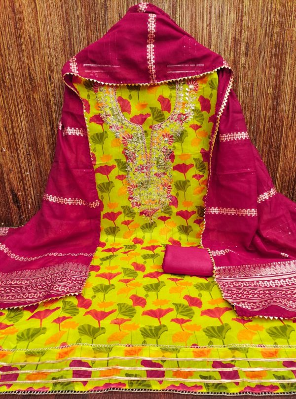 DESIGNER SUITS DS CHANDERI PRINTED SUITS IN SURAT