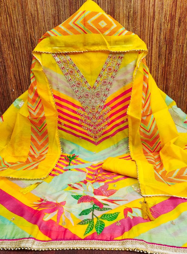 DESIGNER SUITS DS CHANDERI SUITS MATERIALS WHOLESALE