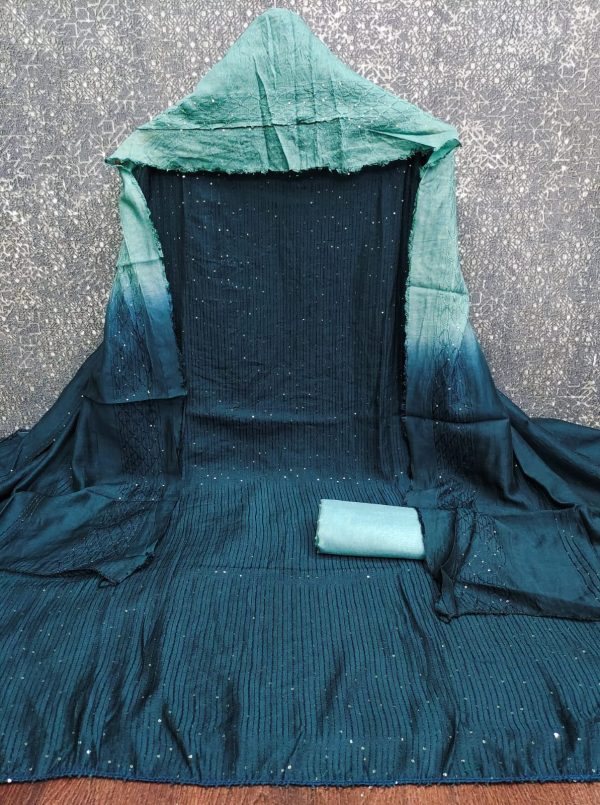 DESIGNER SUITS DS DIABLE CHANDERI SHADED WORK SUITS