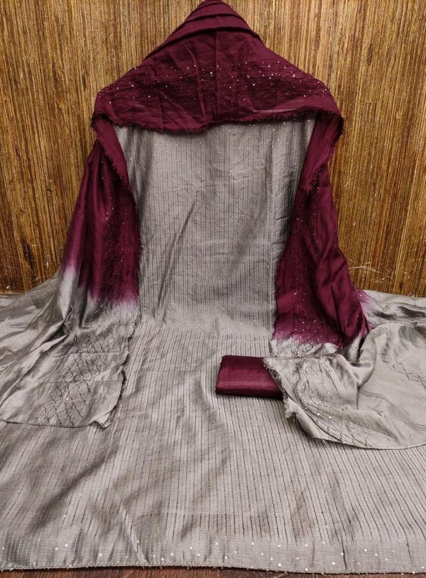 DESIGNER SUITS DS DIABLE CHANDERI SHADED WORK SUITS