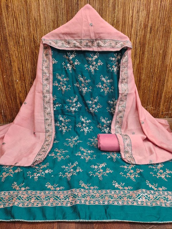 DESIGNER SUITS DS VICHITRA SILK BLUMING SUITS MATERIALS